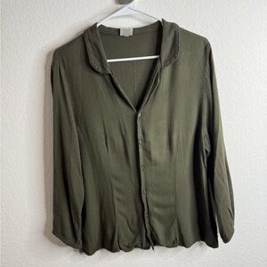 CP Shades Sausalito Rayon Button Down Shirt Green Sz Small